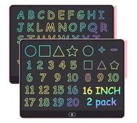 Tavoletta da scrittura LCD, confezione da 2, lavagna da disegno riutilizzabile, senza carta, set dello stesso colore, leggera e portatile, ideale per bambini, casa e ufficio (rosa)