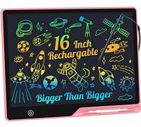 Tavoletta Grafica Bambini LCD 16 Pollici Ricaricabile, Lavagnetta Cancellabile Bambini Portatile, Pittura e Liste di Memoria Lavagna per Bambini Regalo Educativi Giocattoli (Rosa)