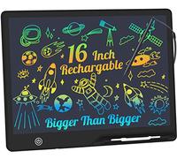 Tavoletta Grafica Bambini LCD 16 Pollici Ricaricabile, Lavagnetta Cancellabile Bambini Portatile, Pittura e Liste di Memoria Lavagna per Bambini Regalo Educativi Giocattoli (Nero)