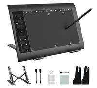 Tavoletta grafica da disegno TEROW, tavoletta da disegno digitale da 10 x 6 pollici con staffa e 8192 livelli stilo per PC/Mac/Android 5.0 per disegno e insegnamento online, blocco da disegno e tablet