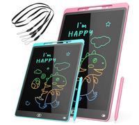 Tavoletta Grafica LCD Confezione,Tavoletta Grafica LCD Scrittura Colorato,Lavagna Magnetica per Bambini,Lavagna da Disegno Cancellabile Portatile con Lanyard,Blu+Rosa,8.5+12 Pollici