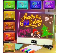 Tavoletta LED da Disegno, UPGRADE Tavoletta Luminosa Ricaricabile, 11 Effetti Luci, Facile da Pulire & Portatile - Tavoletta LED con 7 Pennarelli Neon, Autonomia 10-15 Ore, Regalo Creativo