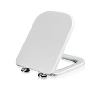 Tavoletta per WC con abbassamento automatico, quadrato, con abbassamento automatico, chiusura ammortizzata, sgancio rapido, adatto a qualsiasi WC (bianco, 34 x 45 cm)
