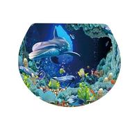 Tavoletta per WC in PVC, lavabile, rimovibile e incollata, resistente, copertura per coperchio WC a forma di pesce, decorazione protettiva per coperchio del WC, impermeabile, adesivo da parete per