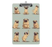 Tavoletta portablocco in acrilico con carlino per yoga, decorativo, 31,8 x 21,6 cm, formato A4, clip in acrilico per classe, insegnanti, forniture per ufficio