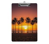 Tavoletta portablocco tropicale con tramonto sulla spiaggia, in acrilico, carino, alla moda, decorativo, 31,8 x 21,6 cm, formato A4, clip in acrilico per aule, insegnanti, forniture per ufficio