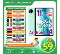 Tavoletta Teclast Odea A11, 11" Tddi 1280X800, Max.12Gb Ram, 128Gb Rom, Android 14, A75 Octa Core, Unisoc T606, Mali-G57, 7000Mah, 13Mp+5Mp, Supporta Tf fino a 1Tb, Tipo C, Gps, Widevine L1 Tablet