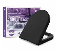 Tavoletta WC, Accessori Bagno,Copriwater Universali,D Forma,Sedile WC Chiusura Ammortizzata, Rapido Montaggio,Plastica Antibatterico Facile da Pulire, [Nero ideal standard]