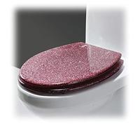 Tavoletta WC Colorata, Copriwater a Chiusura Rallentata, Sedile WC Ovale Glitterato con Sgancio Rapido Facile da Pulire, Asse WC in Resina di Alta Qualità (Color : Pink-Glitter)