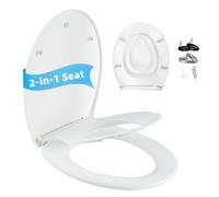 Tavoletta WC Famiglie, Sedile WC per Adulti e Bambini, Funzione di Sgancio Rapido, Copriwater Universali con Chiusura Ammortizzata, Antibatterico Copriwater per Tutta la Famiglia, Forma di O, Bianco