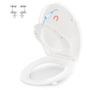 Tavoletta WC familiare Universali O Forma, YEAUPE PRO Sedile WC Con chiusura ammortizzata e funzione di sgancio rapido, Montaggio Rapido,Facile da Pulire, Bianco, 44,6 x 37,2 x 4,35 CM