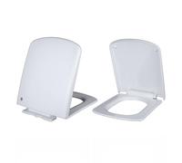 Tavoletta WC quadrata con parte anteriore rotonda, meccanismo di abbassamento automatico, cerniera a sgancio rapido, fissaggio superiore, facile installazione, ricambio per tavoletta WC (04D)