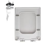 Tavoletta WC quadrato, Copriwater Bianco a Chiusura Ammortizzata, Asse WC copriwater a chiusura rallentata in PP, Coperchio Water Facile da Montare, Copri Water WC rettangolare 45x35cm
