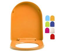 Tavoletta WC Universale Colorata, Copriwater a Chiusura Rallentata, Sedile WC Materiale Plastico Spesso con Cerniera Regolabile a 360°, Facile da Montare (Color : Orange)