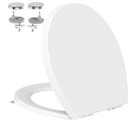 Sedile WC, YEAUPE PRO Copriwater Universali O Forma,Tavoletta WC Chiusura Ammortizzata con Sgancio Rapido a un Pulsante, Plastica Antibatterico Facile da Pulire, Bianco, 44,6 x 37,2 x 4,3 cm
