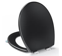 Tavoletta WC Universali O Forma,YEAUPE PRO Sedile WC, Urea-Formaldeide Chiusura Ammortizzata tavoletta wc con Sgancio Rapido a un Pulsante, Nero, 44,6 * 37,2 * 5,2 CM