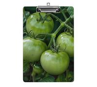Tavolette portablocco con immagine di pomodori verdi, formato A4, formato A4, con clip a basso profilo, in acrilico leggero, portablocco decorativo per infermieri, lavoro, ufficio, 31 x 21 cm