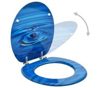 Tavolette WC Con Coperchi 2 pz MDF Blu Design Goccia D'Acqua | Design goccia blu, cerniere zinco-cromo regolabili, universale, altezza 5,3-5,5 cm
