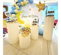 Tavoli cilindrici per Feste, piedistalli cilindrici, colonne di Carta Pieghevoli espositore piedistallo per Matrimonio Compleanno (Color : White, Size : 40cm60cm80cm100cm)