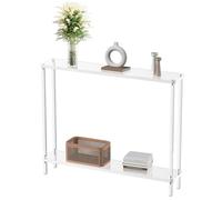 Tavoli Consolle Stretti In Acrilico A 2 Livelli,Tavolo D'ingresso Moderno E Trasparente per Il Divano del Foyer,Soggiorno,Camera da Letto,Gambe Cilindriche,Tavolino da Corrido(Size:39",Color:Cancella)
