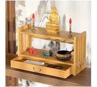 Tavoli Contenitori Tavolo Altare con Cassetto Tavolo da Meditazione Tavoli Puja in bambù Scrivania in Stile Cinese per Meditazione, Preghiere, Rituali Struttura,Natural,42 * 28cm/16.5 * 11in