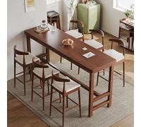 Tavoli da bar rettangolari, tavolo da bar alto, tavolo da pranzo moderno in legno con piano alto, tavolo da bar stretto, tavolo lungo contro il muro per balcone di casa,senza sgabelli(Walnut,180cm/70.