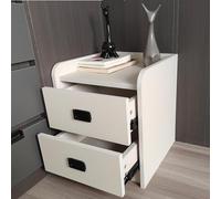 Tavoli da comodino, comodino a doppio cassetto, tavolo laterale finale con 2 cassetti, comò di legno per camera da letto, con 2 cassetti, bordi arrotondati, design a manico umanizzato, binari di