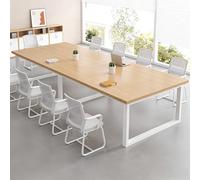 Tavoli da conferenza per ufficio, tavolo da formazione rettangolare in legno massello, pannello ispessito e struttura in metallo, stile moderno e minimalista, facile d Natural wood color 220*100*74cm
