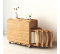 Tavoli da pranzo Set tavolo da pranzo pieghevole con 4 sedie, Tavolo da pranzo moderno di metà secolo con cassetto portaoggetti nascosto e ruote Tavoli da pranzo in legno stile rustico