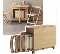 Tavoli da pranzo Set tavolo e sedie da pranzo pieghevoli, tavolo da pranzo in legno stile rustico con 4 sedie e cassetto portaoggetti tavolo da pranzo in stile moderno di metà secolo facile