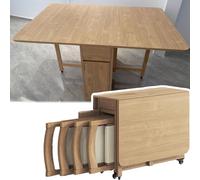 Tavoli da pranzo Tavolo da cucina in legno con 4 sedie, Tavolo da pranzo moderno in stile rustico con cassetto portaoggetti nascosto e ruote pranzo pieghevole facile da spostare Tavoli salvaspazio