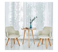 Tavoli e sedie minimalisti nordici casa cucina tavolo da pranzo balcone soggiorno tavolo moderno divano in legno massello 1 tavolo con 2 sedie in pelle, set di 3 tavoli e sedie COF (argento)