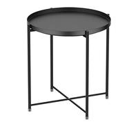 Tavoli e tavolini Tavolo rotondo del metallo del vassoio, tavolino da tavola laterale pieghevole e tavolino da esterno for accento for piccoli spazizedroom, patio, 2 colori (Color : Black, Size : 17