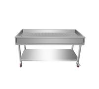 Tavoli fritti da 78,7 x 59,9 cm, per cucina commerciale, impanatura di pollo, resistente tavolo da lavoro in acciaio inox, ruote con freno a 360° con griglia di scarico per snack bar