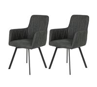 Tavoli Hela, set Gesa con 2 sedie da sala da pranzo, in microfibra vintage antracite, struttura in metallo, girevole a 360°