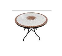 TAVOLO ROCK IN FERRO BATTUTO CON PIANO IN MOSAICO SIMIL PIETRA 100XH75 CM 39648