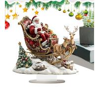 Tavoli natalizi - Cartello decorativo natalizio 2D - acrilico con supporto di Babbo Natale slitta albero Alce per posto di lavoro casa comodino soggiorno ristorante