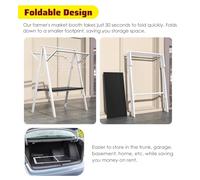 Tavoli Pieghevoli per Mercatini Bancone, Chiosco, Espositore per Fiere, Espositore per Banner, Carrello da Mercato con Struttura in Acciaio e Piano di Lavoro in Legno, Carrello Portatile per Eventi Al