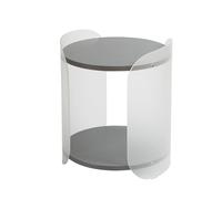 Tavolinetto , comodino in metacrilato Satinato ALVIN 41x41xh49 cm con ripiano in legno nobilitato particolari in acciaio Grigio pietra grigio