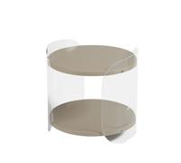 Tavolinetto , comodino in metacrilato Trasparente ALVIN 41x41xh39 cm con ripiano in legno nobilitato particolari in acciaio Grigio cera grigio