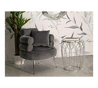 Tavolinetto con base in metallo argentato e top in marmo, HOOK Dimensioni 47,5x47,5x h 61,5 cm -Peso 2 kg Metallo colore Argento