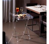 Tavolinetto con Vassoio Pliant in metacrilato trasparente 65x41x h71 cm CAVALLETTO in plexiglas trasparente e vassoio asportabile trasparente