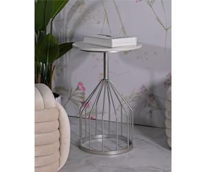 Tavolinetto elegante con base in metallo argentato e top in marmo, CUP Dimensioni 37,5x37,5x h 58 cm -Peso 6,3 kg Metallo colore Argento silver