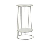 Tavolinetto elegante con base in metallo argentato e top in marmo, TOWERY Dimensioni40x40x h 76 cm -Peso 5,4 kg Metallo colore Argento argento