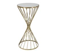 Tavolinetto Hypnos Ø35x70 cm in Ferro MDF e Vetro Oro