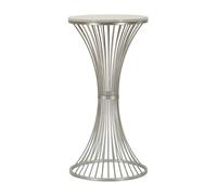 Tavolinetto in metallo argentato con base a linee intrecciate, FUNNEL Dimensioni 40x40x h 79 cm -Peso 7,5 kg Metallo colore Argento silver