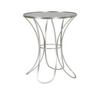 Tavolinetto in metallo argentato con top in vetro temperato, TRIXY Dimensioni 56x56x h 68 cm -Peso 7,4 kg Metallo colore Argento argento