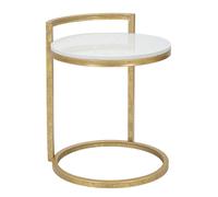 Tavolinetto Round Marble 40x43x50 cm in Ferro e Marmo Oro e Bianco