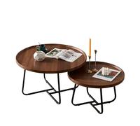 Tavolinetto Salotto Piccolo Rotondo - Tavolino Legno da Caffe Salotto Tubo Quadrato Ispessito con Ampio Piano del Tavolo Adatto a Piccoli Spazi Walnut 31.5*31.5*18.1in + 23.6*23.6*15.4in