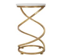 Tavolinetto Spiral Marble Ø27,5x47,5 cm in Ferro e Marmo Oro e Bianco